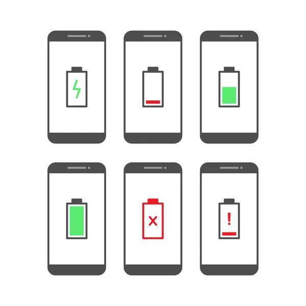 Smartphone Design Vetores Notificação Bateria Fundo Branco — Vetor de Stock