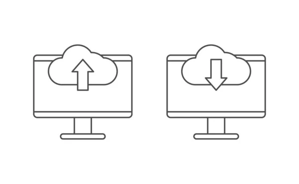 Computer Und Upload Download Icon Line Vektor Design Computer Und — Stockvektor