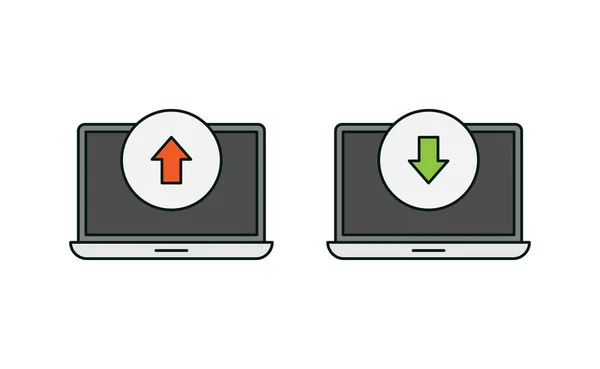 Laptop Und Upload Icon Vektor Design — Stockvektor
