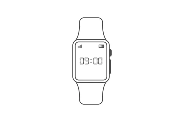 Montre Intelligente Contour Vectoriel Sur Fond Blanc — Image vectorielle