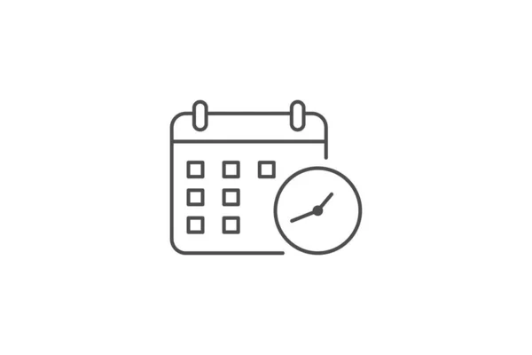 Calendário Design Vetor Linha Ícone Relógio —  Vetores de Stock