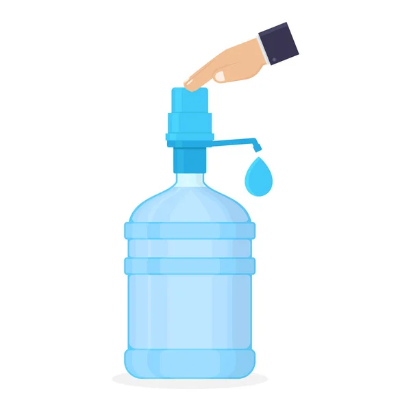 飲料水 ハンドプッシュガロン飲料水ポンプ白の背景フラットデザインベクトルイラスト — ストックベクタ