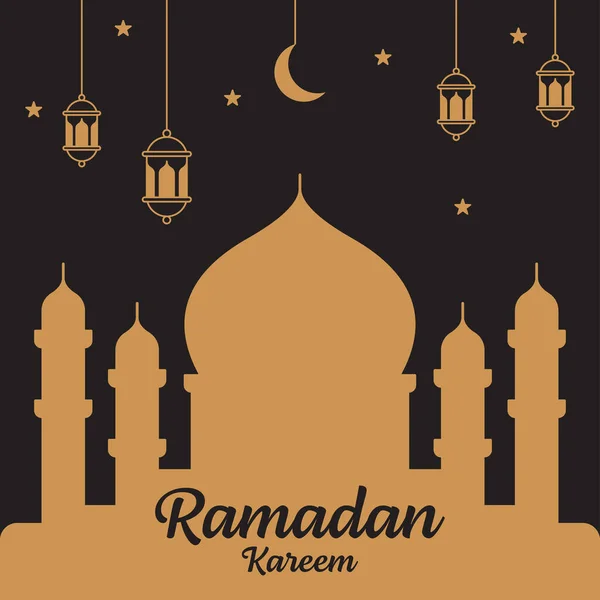 Modelo Design Vetorial Silhueta Ramadan Kareem Mesquita Lua Lanterna —  Vetores de Stock
