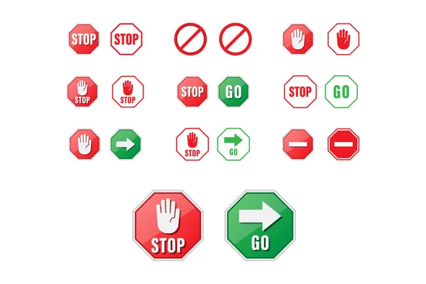 Stop Sign Icon Vector Design Collection White Background — стоковый вектор