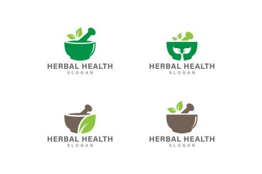 Herbal health logo design vector set collection
