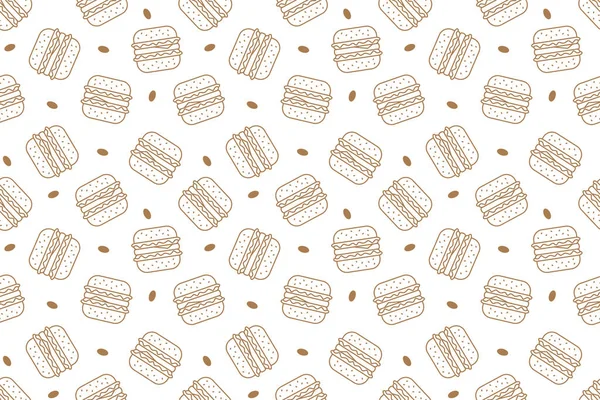 Fast food burger line seamless pattern vector design