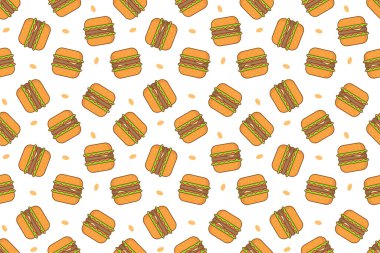 Fast food burger seamless pattern vector design