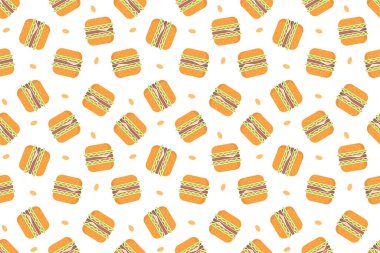 Fast food burger seamless pattern vector design