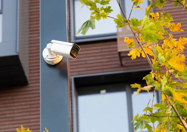video surveillance installed on a pole, outdoor security