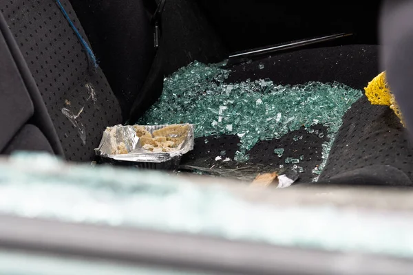 Кримінальний Інцидент Автомобільний Хак Зламане Ліве Вікно Автомобіля — стокове фото