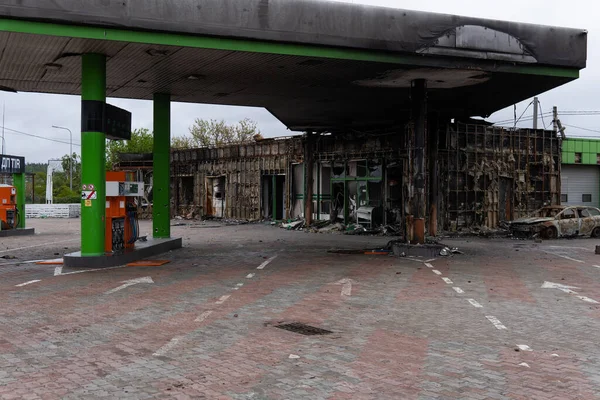 Газова Станція Знищена Після Пожежі — стокове фото