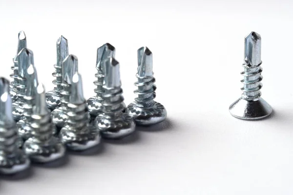 Neatly Arranged Screws Row Self Tapping Screws — Stock Photo, Image