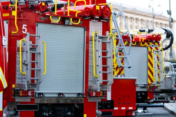 Red Fire Truck Fire Technical Transport Fire Trucks Preparing Put — Foto de Stock