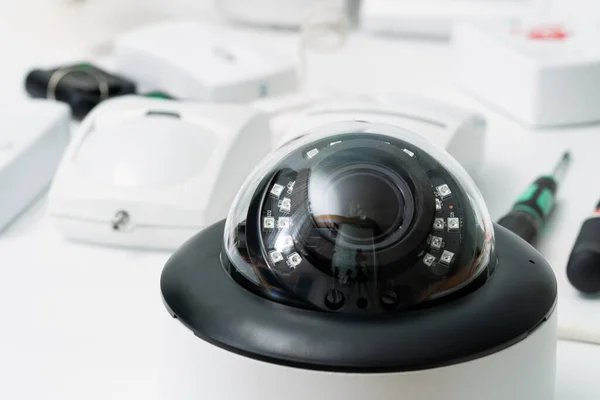 Close Bewakingscamera Met Infrarood Leds Cctv Beveiligingssysteem Voor Het Huis — Stockfoto