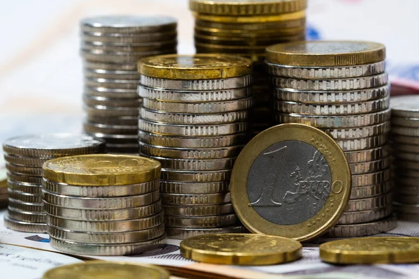 Монета Евро Фоне Монет — стоковое фото