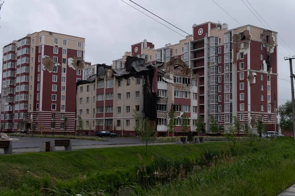 War Ukraine Destroyed Buildings Kyiv Region Attack Russian Army Consequences —  Fotos de Stock