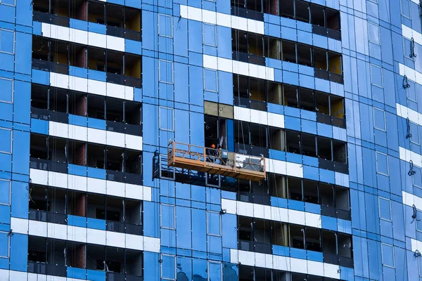 High Rise Construction Installation High Rise Building Concrete Steel Glass — Stock Photo, Image