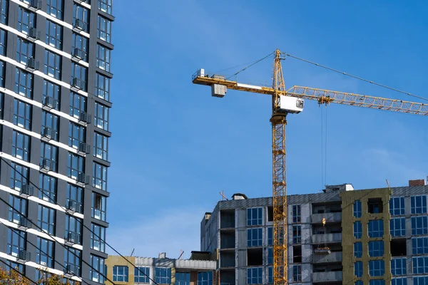 Construction Site High Rise Multi Storey Buildings Being Built Tower — Stock Photo, Image