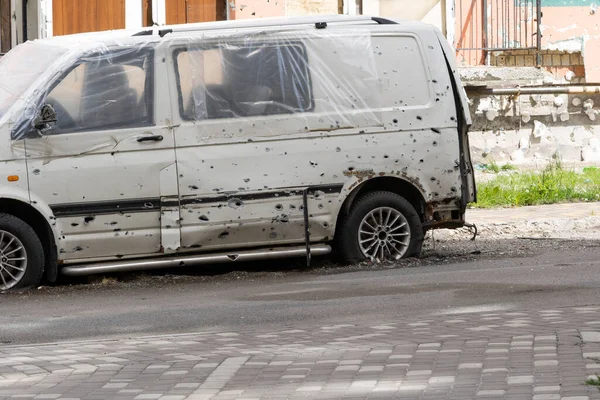 War Ukraine Car Graveyard Cars Civilians Were Shot Russias War — стокове фото
