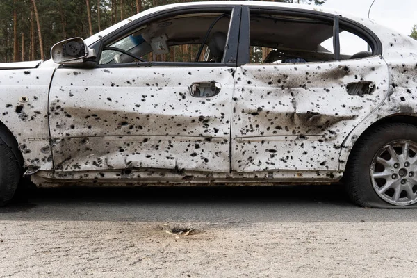 War Ukraine Car Graveyard Cars Civilians Were Shot Russias War — Stockfoto