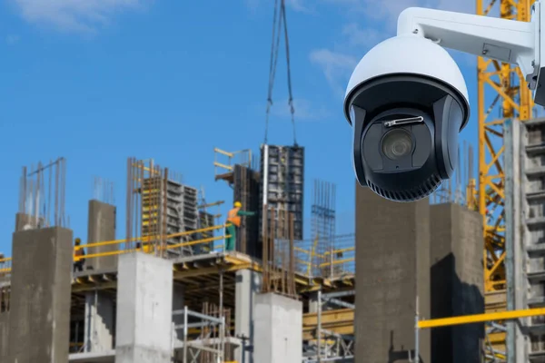 Dome Type Outdoor Cctv Camera Secure Construction Site — Zdjęcie stockowe
