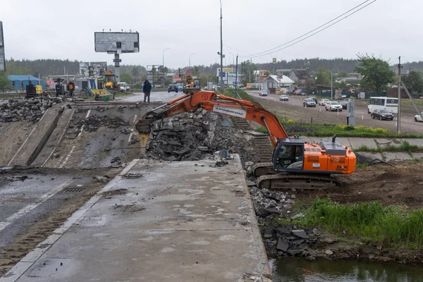Gostomel Ukraine April 2022 War Ukraine Bridge Irpin River Destroyed — Zdjęcie stockowe