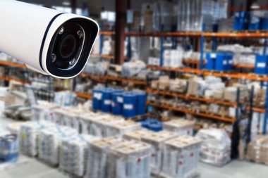 CCTV sistemi güvenlik fabrika kimyasal olarak ambara arka plan bulanıklık.