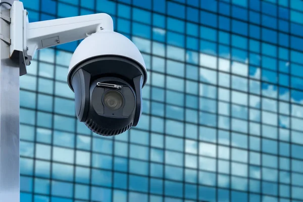 Cctv Camera Modern Financial Buildings Downtown Property Financial Security Concept — Stock Photo, Image