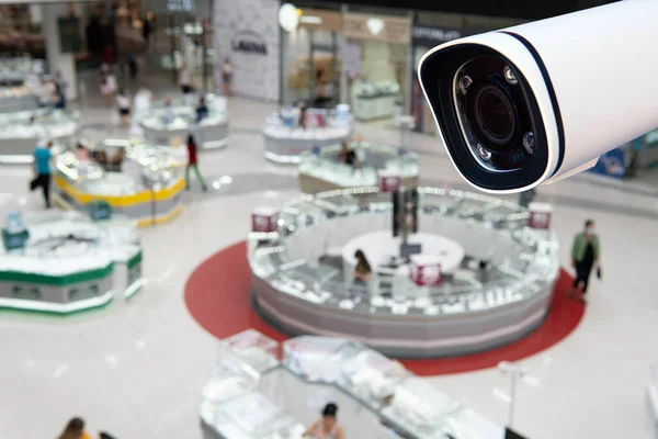 Камера Видеонаблюдения Торговом Центре Супермаркете Размытом Фоне — стоковое фото