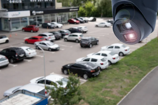 Video Surveillance Camera Installed Vehicle Parking Infrared Camera — Zdjęcie stockowe