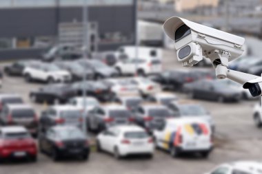 Video surveillance camera installed on a vehicle parking