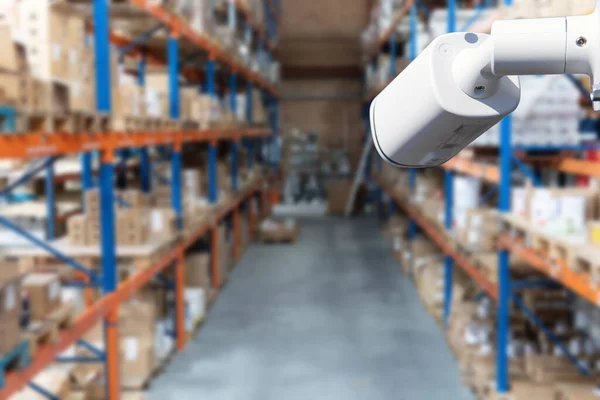 CCTV camera security system installed in a warehouse. 24 hours indoor video control. round-the-clock video recording at the enterprise.