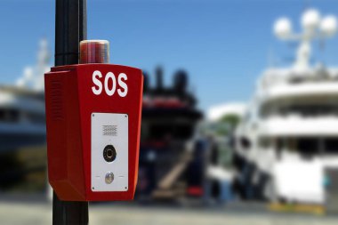 Yacht marina security system. Alarm button