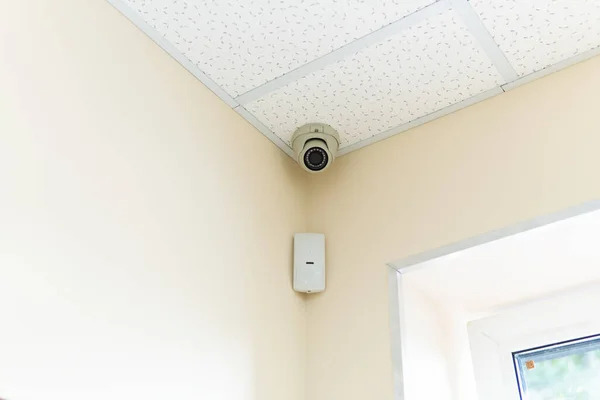 Cámara Seguridad Detector Movimiento Instalados Techo Habitación — Foto de Stock