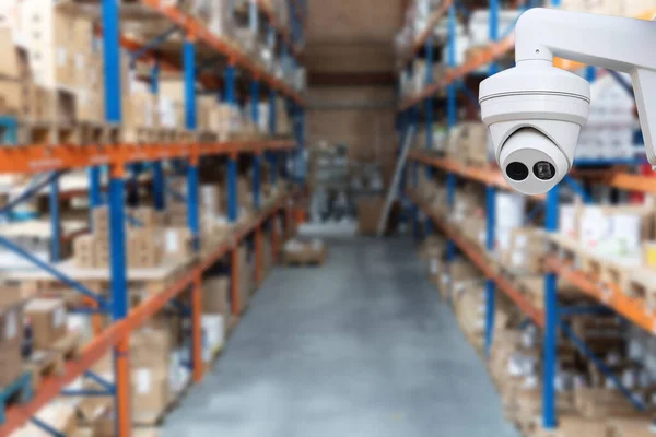 CCTV camera security system installed in a warehouse. 24 hours indoor video control. round-the-clock video recording at the enterprise.