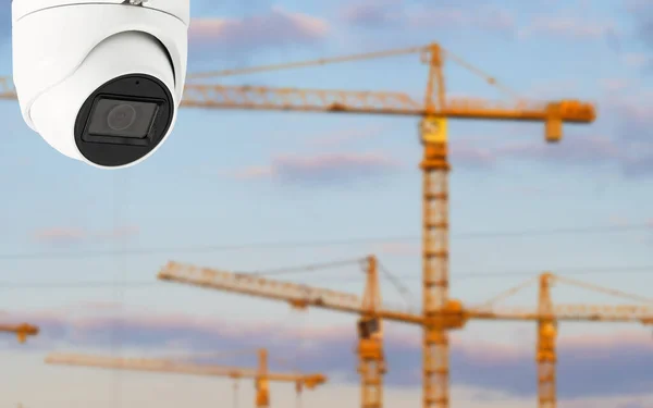 Dome Type Outdoor Cctv Camera Secure Construction Site — Stok fotoğraf