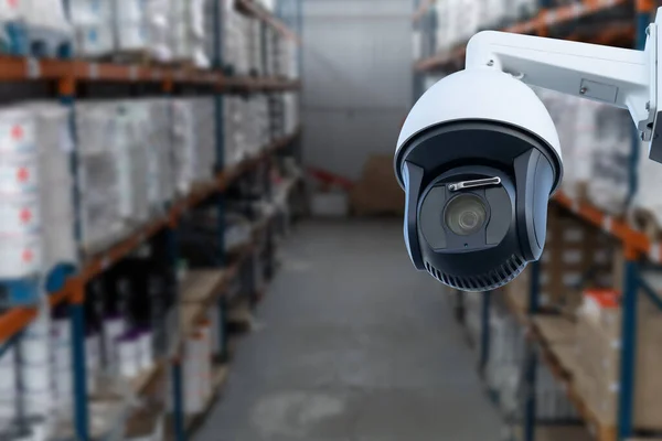 Cámara Cctv Que Opera Dentro Del Almacén Fábrica — Foto de Stock