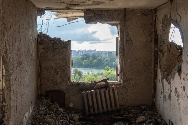 Irpin Ucrania 2022 Destruyó Apartamentos Después Del Ataque Aéreo Vista — Foto de Stock