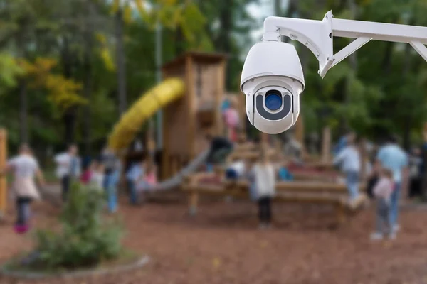 Outdoor CCTV monitoring in playground area at a school , security cameras.