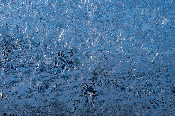 Vetro Coperto Ghiaccio Durante Forti Gelate Inverno — Foto Stock