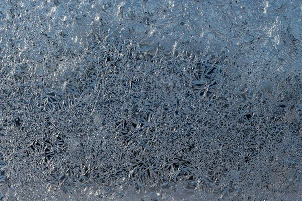 Vidrio Cubierto Hielo Durante Las Heladas Severas Invierno — Foto de Stock