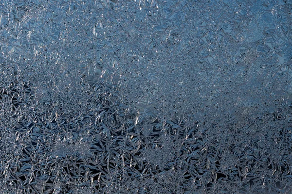 Fondo Invernale Gelo Sulla Finestra Vetro Smerigliato — Foto Stock