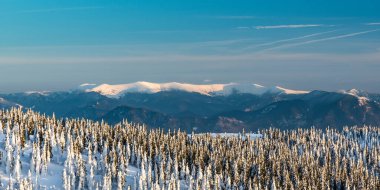 Slovakya 'nın Mala Fatra dağlarındaki Veterne tepesinden gelen Velka Fatra dağlarının en yüksek kesimine.