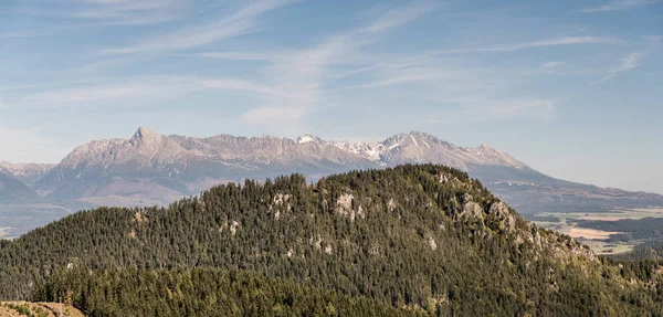 Vysoke Tatry Montañas Bosque Glade Por Encima Del Valle Dolina —  Fotos de Stock