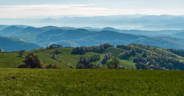 Uitzicht Vanaf Machnac Heuvel Top Lente Biele Karpaty Bergen Slowakije — Stockfoto