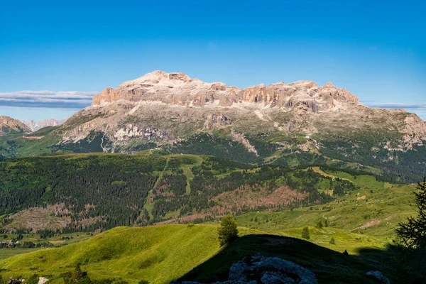 Гірський Хребет Селла Найвищою Вершиною Гори Піц Боу Від Вершини — стокове фото