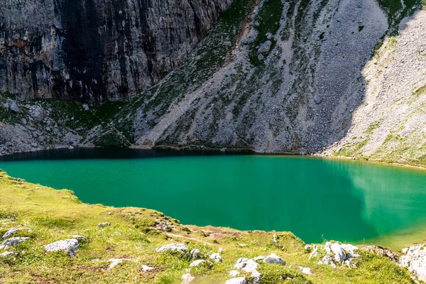 Leh Boe Lake Sella Mountain Group Dolomites Mountains Italy — Stock Photo, Image