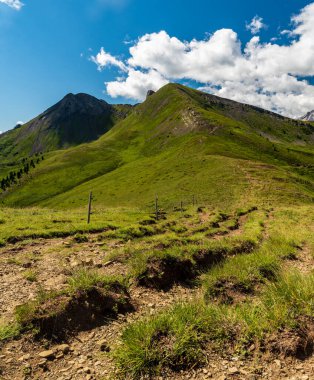 Monte Sief ve Col di Lana dağları İtalya 'nın Dolomites dağlarında güzel yaz gününde