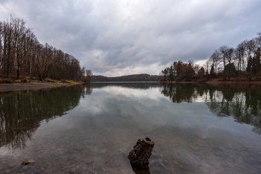 Terlicko dam in Czech republic during cloudy late autumn day