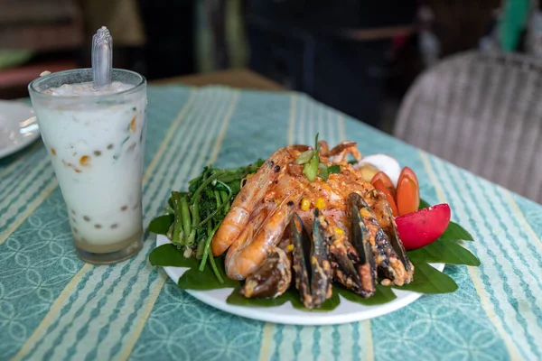 Popular Comida Filipina Mariscos Con Arroz Java Restaurante — Foto de Stock